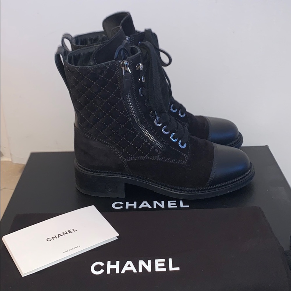 Chanel suede leather boots